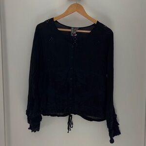 Johnny Was Elegant Black Blouse